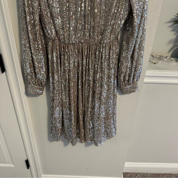 NWT Anthropologie Sachin & Babi Silver Sequin Mini Dress 4 - Picture 11 of 16